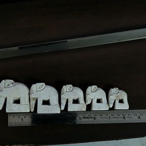 Cute Marble White Elephants Set Of 5