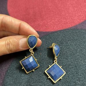 Small Golden Blue Earrings