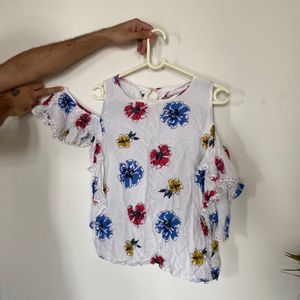 White Floral Top By Pepe Jeans