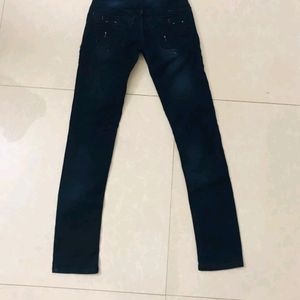 Dark Blue Lightly Washed Slim Fit Denim