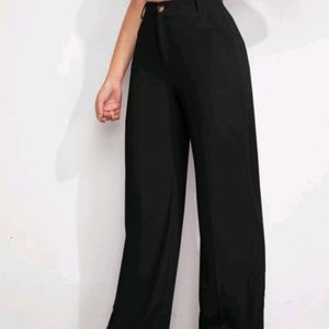 KOTTY Women Regular Fit Black Flared Trousers