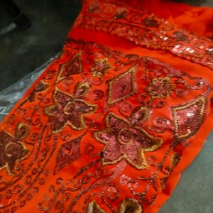 Orange Sequence Saree