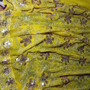 Sequined Yellow Saree