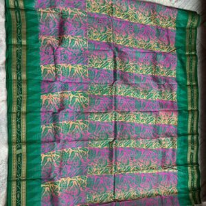 Pure Silk Khandua Ikkat With Beautiful Handblock