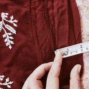 Chikankari Maroon Kurta (2 inch Margin)