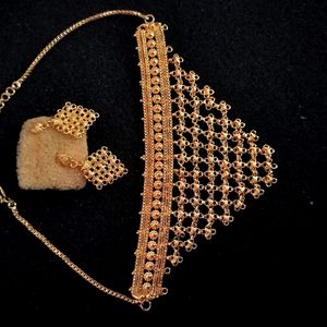 City gold Necklace With Earrings