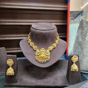 Temple Laxmi Jewellery  Set With Earings