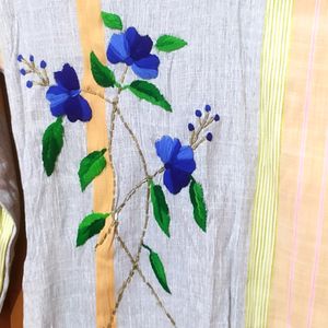 LINEN PRINTED A-LINE KURTI