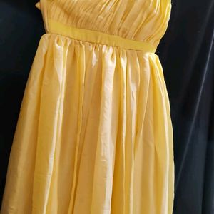 Yellow Chiffon One-Sided Maxi Gown For Girls