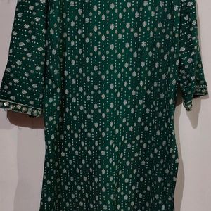 Green Embroidery Work Kurti