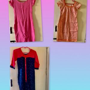 Combo Of 3 Kurtas/ Tops/ Churidar Tops