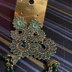 Earrings (Colour - Dark Green)