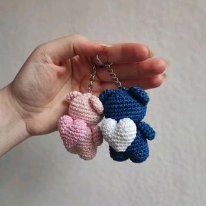 Crochet Couple Teddy Keychain