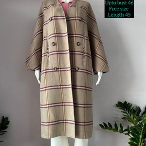 Freesize Plaid Overcoat