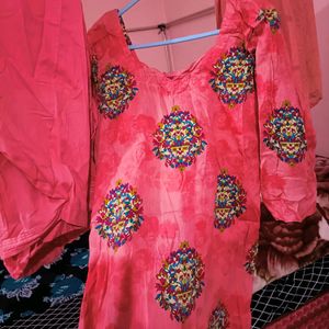 Pink Cotton Patiala Suit