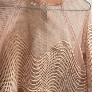 Peach Net Flated Transparent Cute Top