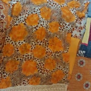 Orange Colour Slawar Suit Set With Dupatta In Good