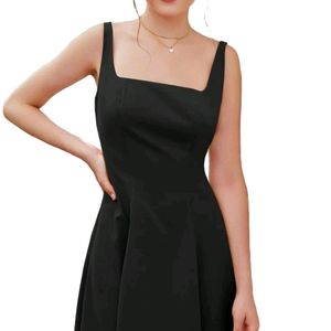 Premium Korean A Line Midi Dress Black