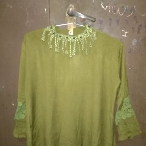 Olive Green Necklace Top