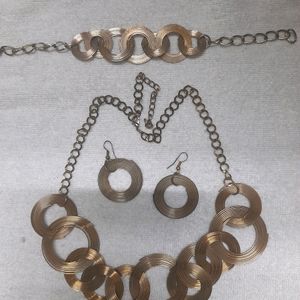 Retro Statement Jewelry Set Wire Hoops Partywear