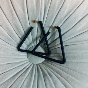 Navy Blue Geometric Acrylic Triangle Hoop Earrings