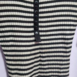 Black & White Strip Woollen Top