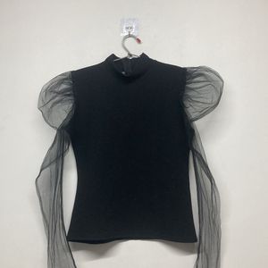 mesh full sleeves black top