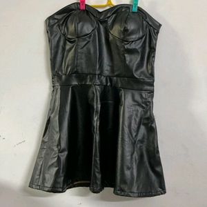 Black Strapless Leather Dress