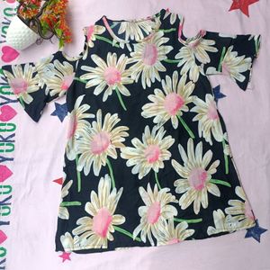 Women Off Shoulder Flower Print Top