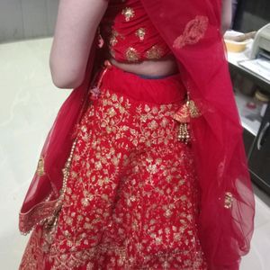 Cherry red lehenga