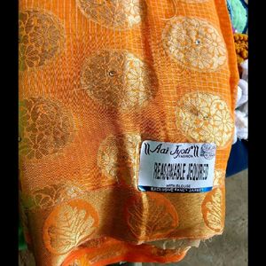 Golden Zarie Work Saree