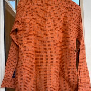 Orange Colour Stitched Shirt For Men