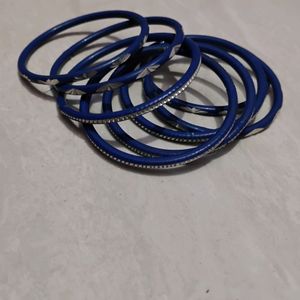 Blue With Silver Design Bangles