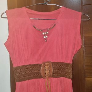 Short Pink Cute Western Dress