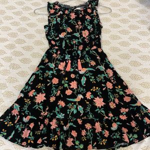 Floral Black Frock For 8-10 Year Old Girls