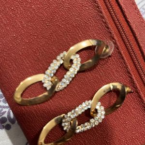 Ethnic Festive Wear Golden + Diamond Earrings