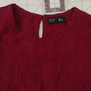 Puffed Sleeve Maroon Dress