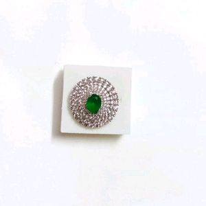 Emerald green stone women's ring.