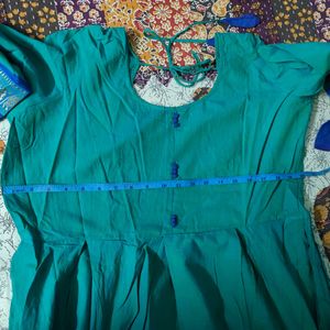 Swishchick Pure Cotton Peacock Green Maxi Dress