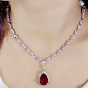 Red American Doamond Jewellery Set