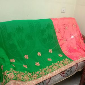 Two Colour Embroidery Saree