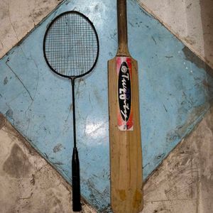 combo cricket bat and badminton racket old