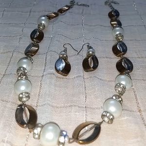 Pearl + copper Bid Set (necklace)