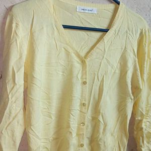 Ladies Fashion Cardigan Casual Top Yellow