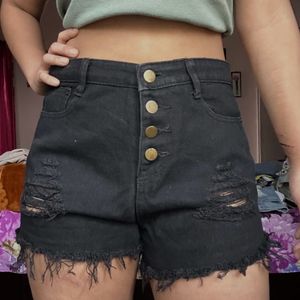 Black Denim Shorts