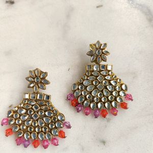 Crystal Bead Kundan Earrings