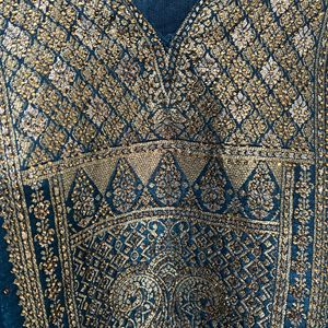 Blue Banarasi Seroski Work Suit