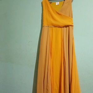 Yellow Georgette Long Dress