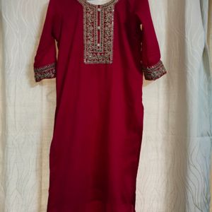 Red Straight Kurtha...Size L...