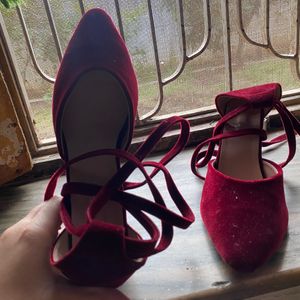 Velvet Red Maroonish Heels